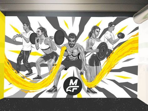 Gym Wall Art Ideas, Gym Mural Wall Art Graffiti, Gym Graffiti Fitness Murals, Gym Artwork Wall Art, Gym Wall Graphics, Gym Wall Design Ideas, Gym Art Graffiti, Gym Painting Ideas, Gym Wall Painting Ideas