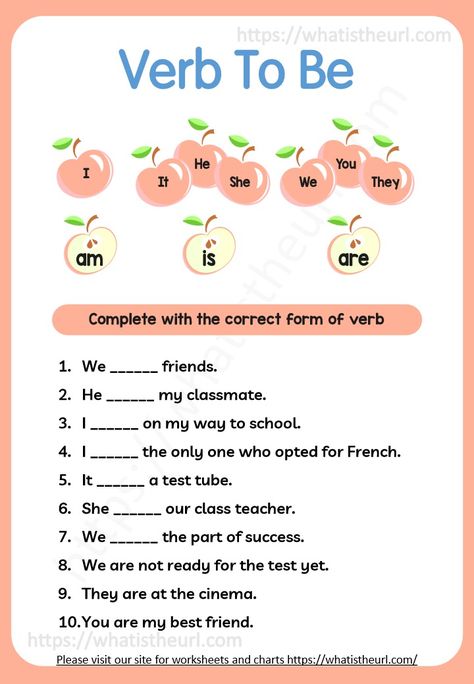 We have created a beautiful worksheet on “Verb To Be”.  The picture is perfect for kids to understand how the subjects need to be used with verb forms, please download the PDF Verb To Be Worksheet for Kids To Be Worksheet For Kids, To Be Worksheet, Verbs For Kids, Verb To Be, Teach English To Kids, English Grammar Exercises, English Grammar For Kids, English Worksheets For Kindergarten, Short Text