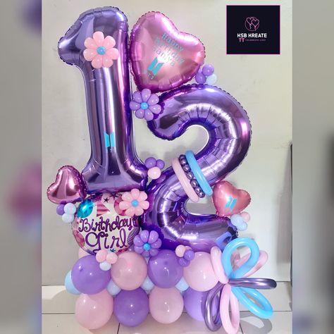 Purple Balloon Bouquet, Birthday Outfit For Teens, Purple Balloon, Butterfly Balloons, Balloon Display, Birthday Bouquet, Purple Balloons, Purple Birthday, Number 12