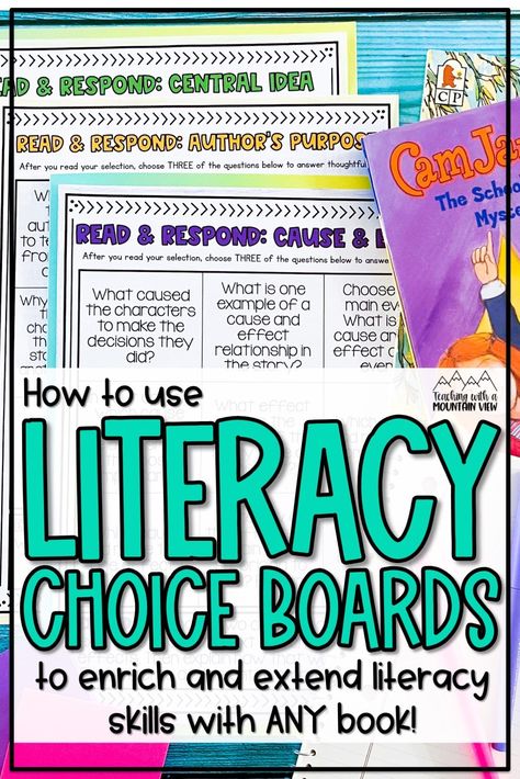 Reading Choice Boards 3rd Grade, Upper Elementary Phonics, Novel Study Activities, Choice Board, Third Grade Reading, Choice Boards, Early Elementary Resources, Arts Ideas, Reading Response