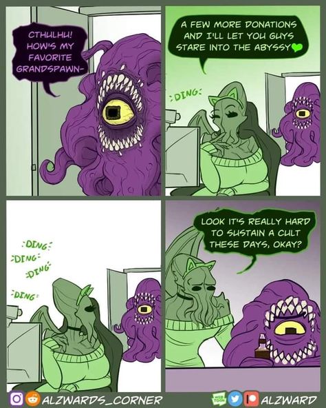 Dnd Funny, Funny Comic Strips, Everything Funny, Call Of Cthulhu, E Girl, Fun Comics, Cute Comics, Cthulhu, Really Funny Memes