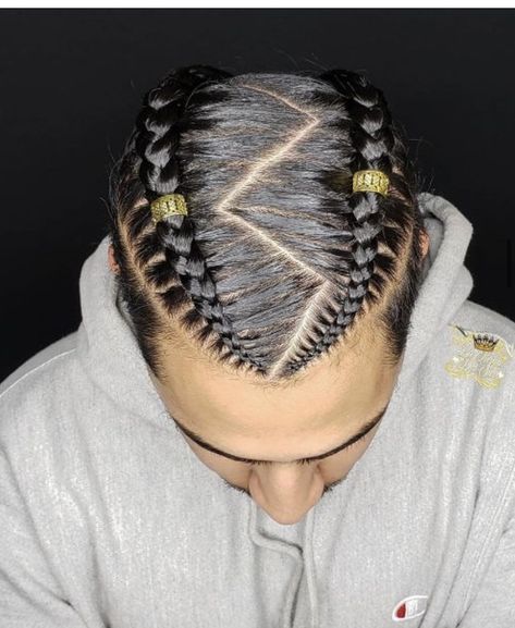 Zig Zag Cornrows Braids, Braids Hairstyles For Men, Zig Zag Cornrows, Zig Zag Part, Two Cornrow Braids, Braids For Men, Braids With Fade, Braid Styles For Men, Braids Men