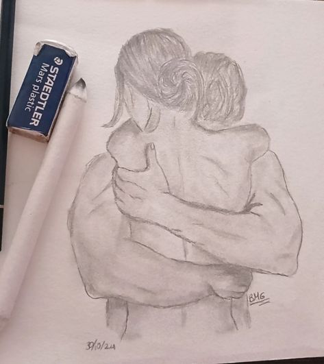 #couple #drawing #southafricanartist #hugging Hug Pencil Drawing, Physical Touch Drawing, Happy Couple Drawing, Couple Kissing Sketch, Hugs And Kisses Couples, People Kissing, Couple Drawing, Couple Sketch, Hugging Couple