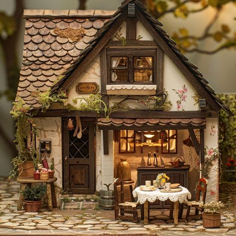 Fairytale Dollhouse, Woodland Dollhouse, Dollhouse Cottage, Cottage Miniature, Cottage Dollhouse, Miniature Cottage, Fairy House Diy, Mini Doll House, Doll House Plans