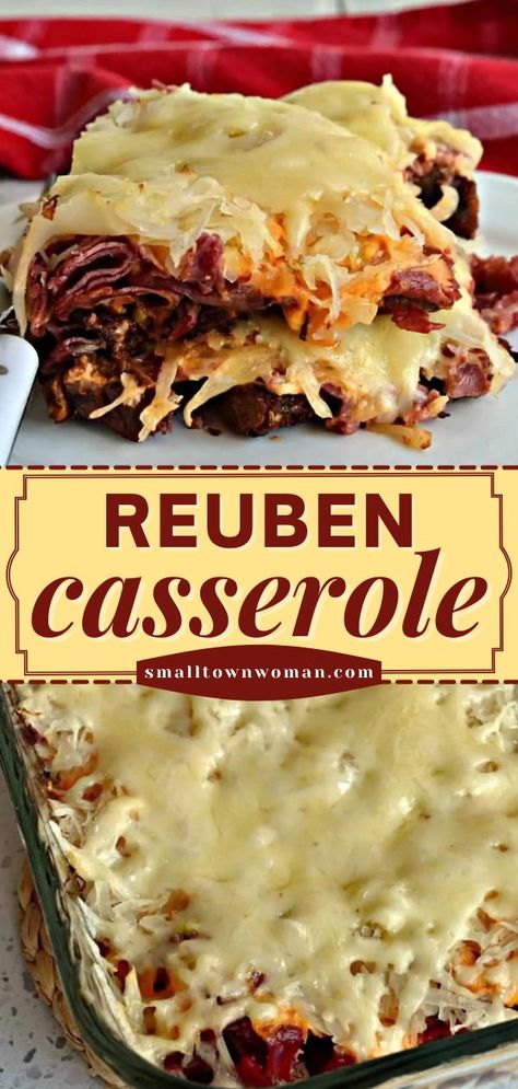 REUBEN CASSEROLE, Dinner idea, casserole recipe, easy main dish Reuben Recipe, Reuben Casserole, Canned Corned Beef, Easy Main Dishes, Thousand Island, Corned Beef Recipes, Classic Sandwich, Sauerkraut Recipes, Thousand Island Dressing