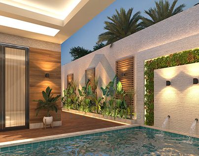 Pool Wall, Exterior Stairs, Garden Area, Architecture 3d, Wall Exterior, Terrace Design, Backyard Pool Designs, Beach Bungalows, Swimming Pools Backyard