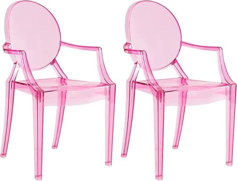 Amazon.com: JOON 2 Pack Kids Ghost Chairs with Armrest Transparent, 25x13x14.5 Inches, Polycarbonate Material, 12.75” Seat Height, Stackable, for Toddler Parties, Playroom, Daycare, Home (Transparent Pink) : Home & Kitchen Pink Acrylic Chair, Tivoli Wedding, Acrylic Chair, Ghost Chairs, Toddler Parties, Pink Acrylic, Pink Acrylics, Desk Chair, Home Kitchen