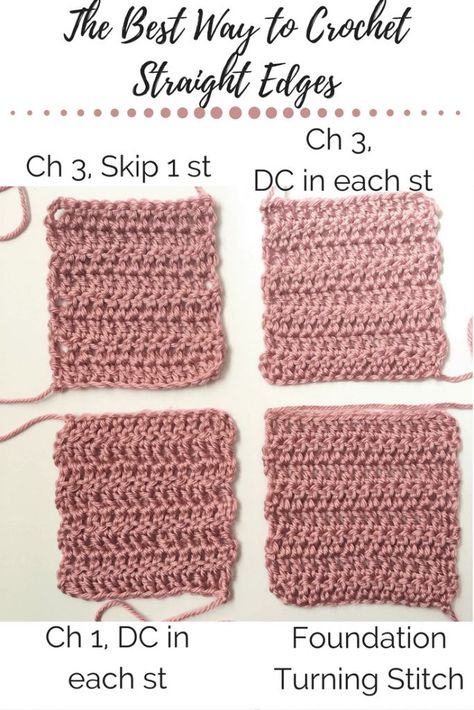 foundation turning stitch, crochet even edges, standing crochet stitches, crochet straight edge, no holes in crochet Knitting Doodles, Crochet Straight Edges, Crochet Edging Pattern, Crochet Edges, Stitches Crochet, Tunisian Crochet Stitches, Crochet Tips, Crochet Lessons, Crochet Tutorials