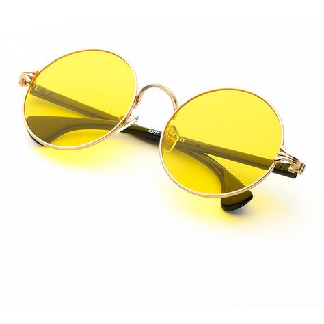 Cute Yellow Accessories, Yellow Accessories Outfit, Yellow Accessories Aesthetic, Rounded Glasses, Yellow Glasses, Sunglasses Yellow, Round Frame Glasses, Yellow Sunglasses, Yellow Accessories