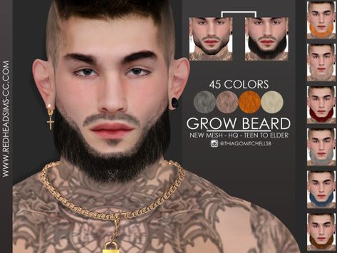 Redhead Sims CC Sims 4 Beard Cc, Sims 4 Beard, Sims 4 Men Clothing, Sims 4 Hair Male, Sims 4 Male Clothes, Kendall Jenner Chanel, Sims 4 Black Hair, Men's Facial Hair, Mens Facial Hair Styles