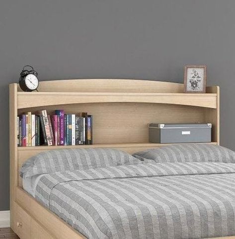 Headboard With Shelves, Bookcase Bed, Wooden Bed Design, Bookcase Headboard, Full Bed Frame, Storage Furniture Bedroom, Kids Bunk Beds, Bedroom Bed Design, Bed Furniture Design