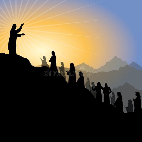 Jesus giving sermon. Silhouetted illustration of Jesus Christ preaching or givin , #Ad, #Silhouetted, #illustration, #Christ, #Jesus, #giving #ad Scene Illustration, Seek The Lord, Silhouette Illustration, Jesus Quotes, Monument Valley, Jesus Christ, Vector Illustration, Encouragement, Bible