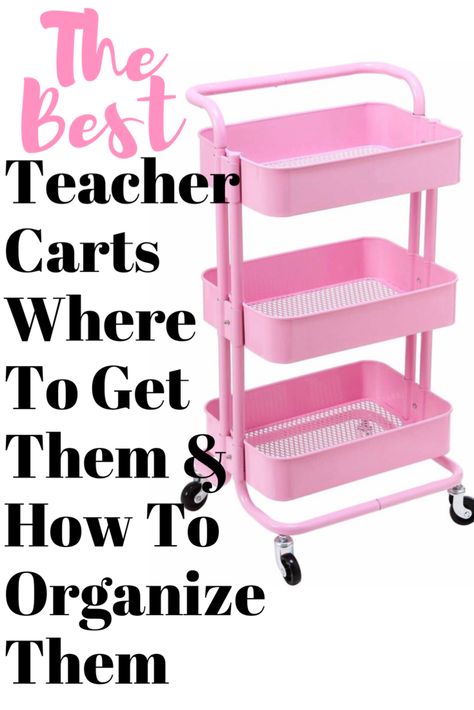 The best teacher cart ideas including teacher cart organization, decorations, labels and tons  of DIY ideas.  You can make it into a stem station, a calm down cart, a guided reading cart and so much more to do with your rolling cart. #teachercart Homeschool Cart Ideas, 3 Tier Teacher Cart, Teacher Storage Cart, Teacher Trolley Cart, Teacher Computer Cart, Prize Cart Ideas, Three Tier Cart Classroom, Preschool Teacher Desk Organization, Teacher Utility Cart