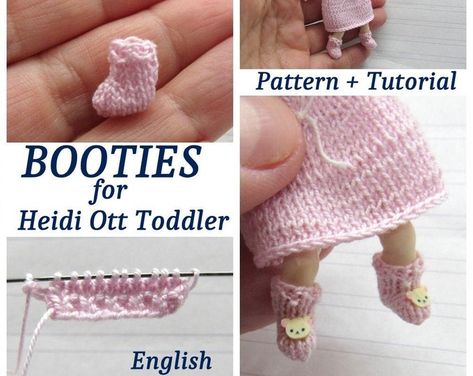 Tiny Outfits, Granny Dolls, Coloured Pictures, Basic Knitting, Miniature Knitting, Miniature Dress, Picture Tutorial, Soft Toy Patterns, Tiny Clothes