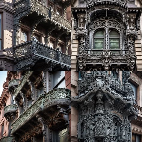 Cast-iron architecture style in Midjourney AI (V5.1, V5, V4, niji 5) | Genres + Art Movements | Architectural Genres | Architectural style | Cast-iron architecture is a building or other structure (like a bridge or fountain) that has been constructed in whole or in part with prefabricated cast iron. The use of cast iron for building was most popular in the 1800s. | Andrei Kovalev's Midlibrary Cast Iron Building, Iron Architecture, Cast Iron Architecture, Art Movements, Classical Elements, Hieronymus Bosch, Rene Magritte, Cyberpunk Character, Old Building