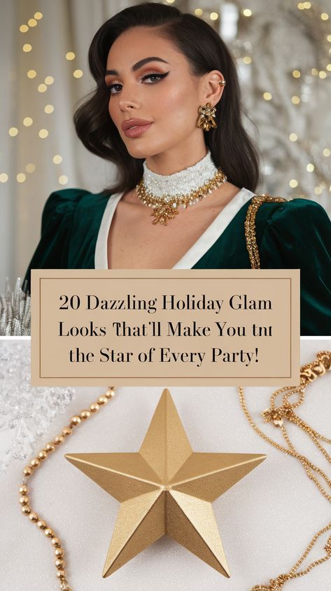 20 Dazzling Holiday Glam Looks That'll Make You the Star of Every Party! Sparkling Dresses, Effortless Makeup, Glow Hair, Cozy Gathering, Holiday Glam, Accessory Ideas, Makeup Game, Bold Lips, Sparkle Dress