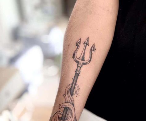 Trident Forearm Tattoo, Posiden Trident Tattoo, Eye Tattoo Meaning, Trident Tattoo, Seahorse Tattoo, Mark Tattoo, Saved Tattoo, Tattoo Meanings, Forarm Tattoos