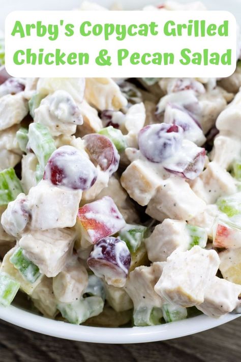 Arby's Grilled Chicken & Pecan Salad (Copycat) - Mindy's Cooking Obsession Arby's Chicken Salad Recipe, Copycat Arbys, Arbys Chicken Salad, Chicken Pecan Salad, Pecan Salad Recipe, Salad Copycat, Copy Cat Recipe, Chicken Salad Sandwich Recipe, Chicken Salad With Grapes