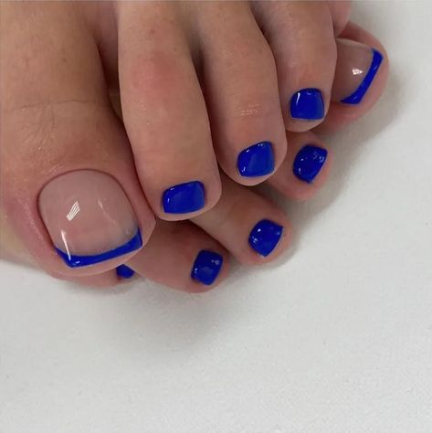 Royal Blue Toenails, Blue Nails Feet Pedicures, Pedicure Ideas Blue Toenails, Navy Blue Pedicure, Blue French Pedicure, Dark Blue Toe Nails, Royal Blue Pedicure, Blue French Tip Toes, Blue Toe Nail Designs