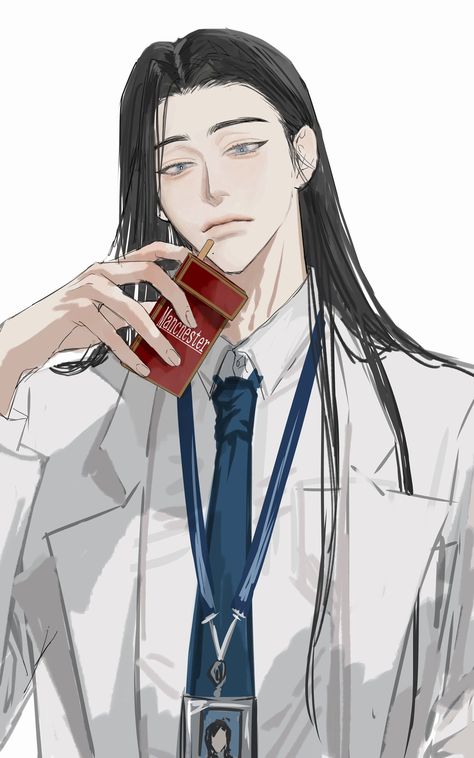 Men Drawing, Doctor Drawing, Seshomaru Y Rin, Long White Hair, Dark Anime Guys, 캐릭터 드로잉, Anime People, Ethereal Art, 영감을 주는 캐릭터