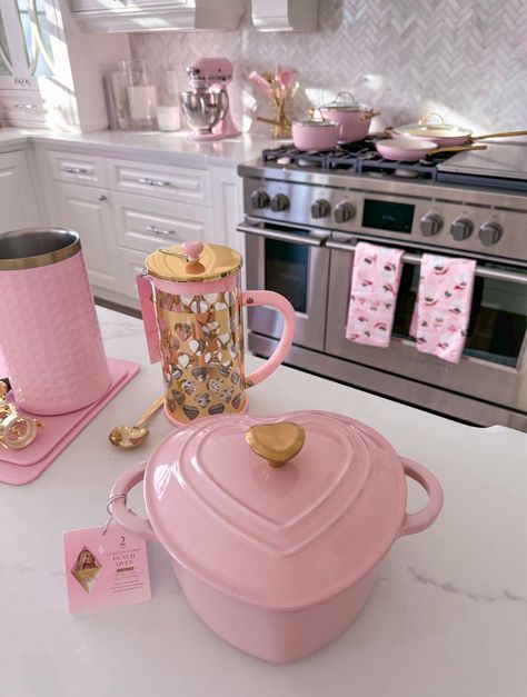 Paris Hilton Enameled Cast Iron … curated on LTK Coquette Kitchen Aesthetic, Paris Hilton Kitchen Collection, Pink Kitchen Apartment, Barbie Kitchen Ideas, Pink Kitchen Items, Paris Hilton Cookware, Paris Hilton Kitchen Set, Gold And Pink Kitchen, Paris Hilton Kitchen