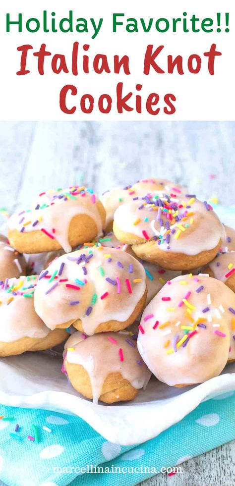 Italian Knot Cookies Recipe Italian Knot Cookies Recipes, Italian Twist Cookies, Italian Knot Cookies, Knot Cookies, Italian Easter Cookies, Italian Treats, Italian Lemon Cookies, Italian Cheesecake, Italian Baking