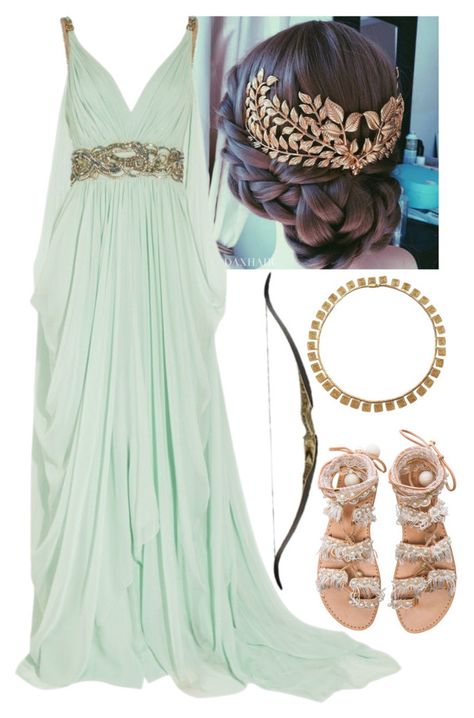 "Artemis" by maiabanshee ❤ liked on Polyvore featuring Elina Linardaki and Lalaounis Artemis Costume, Greek Inspired Dress, Greek Outfit, Mood Board Fashion Inspiration, Roman Dress, Asian Style Dress, Goddess Outfit, Goddess Costume, Old Outfits