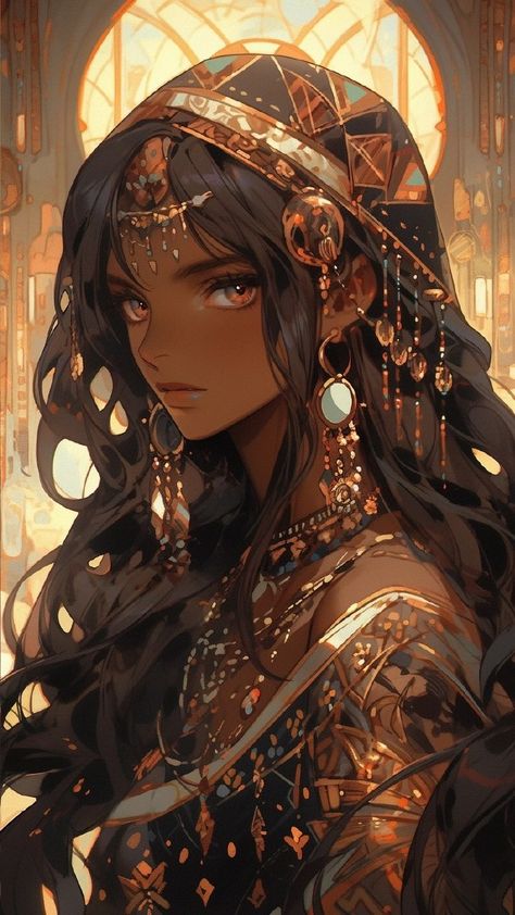 "Ethereal Majesty: Unveiling the Splendor of the Ancient Moroccan Goddess" Apstraktne Slike, Goddess Of Light, Goddess Of Wealth, Painting Reference, Hippie Aesthetic, Warrior Women, Human Drawing, Aesthetic Dress, Indian Painting