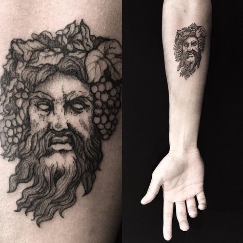 674 Me gusta, 13 comentarios - Rodrigo Roji (@rodrigoroji) en Instagram: "Dionysus. #god #greekmythology #methology #greekmethologytattoo #greekgodtattoo #greekgod #tattoo…" Dionysus Tattoo, Religion Tattoo, Apollo Tattoo, Dionysus God, Wine Tattoo, Athena Tattoo, Greek God Tattoo, Tattoo Linework, Greek Mythology Tattoos