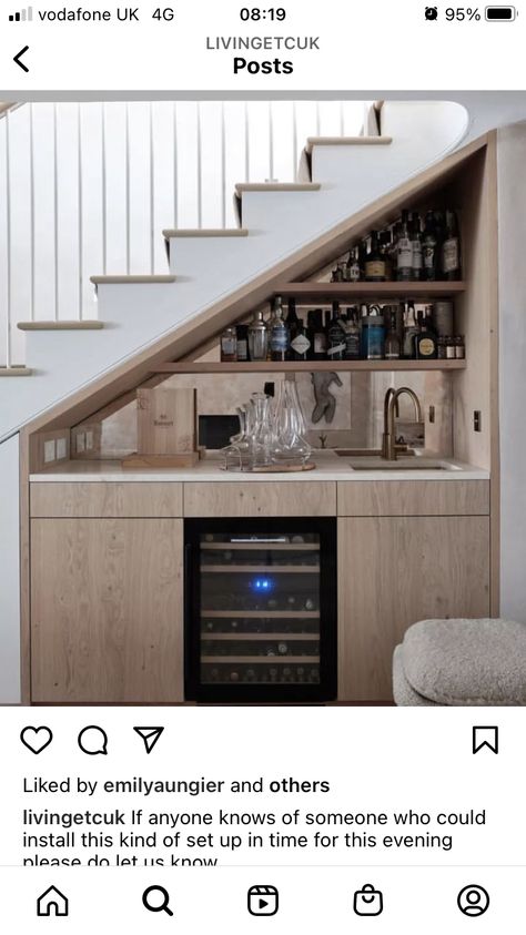 Ideas De Mini Bar, Built In Wine Bar, Terraced House Interior, Bar Under Stairs, Built In Wet Bar, Under Stairs Nook, تحت الدرج, Home Bar Rooms, Stairs In Living Room