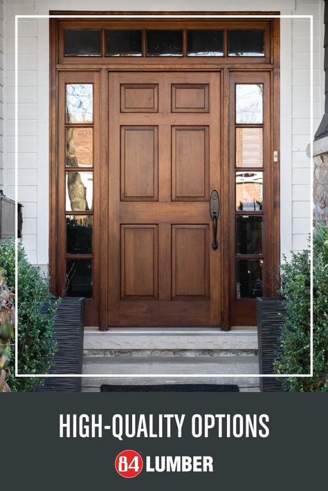 Safe, secure and so stylish. You’ll find a wide range of high-quality, in-stock and custom doors waiting for you today at 84 Lumber. French Doors With Sidelights, Craftsman Front Door, Exterior Doors With Sidelights, Front Door With Sidelights, Craftsman Front Doors, Door With Sidelights, Pintu Interior, Entry Door With Sidelights, French Front Doors