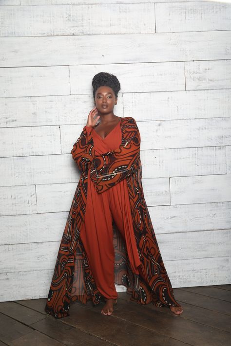 . #plussize #jumpsuit Afrocentric Fashion Plus Size, Hippie Women Outfits, Afrobohemian Style, Plus Size Earthy Black Woman, Boho Outfits Black Women Plus Size, Natural Dramatic Style, Boho Style Black Women, Hippie Winter Outfits Bohemian, Bohemian Style Black Women