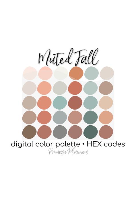 Muted Fall Digital Color Palette - Color Chart | Goodnotes Tool | iPad Procreate | Digital Download | Fall Color Palette | HEX Codes digitalplannercommunity #digitaljournal #androidplanner #gratitudeplanner. Muted Natural Color Palette, Muted Halloween Color Palette, Digital Planner Color Palette, Fall Neutral Color Palette, Early Fall Color Palette, Fall Hex Codes, Fall Color Palette Hex Codes, Muted Fall Color Palette, November Color Palette