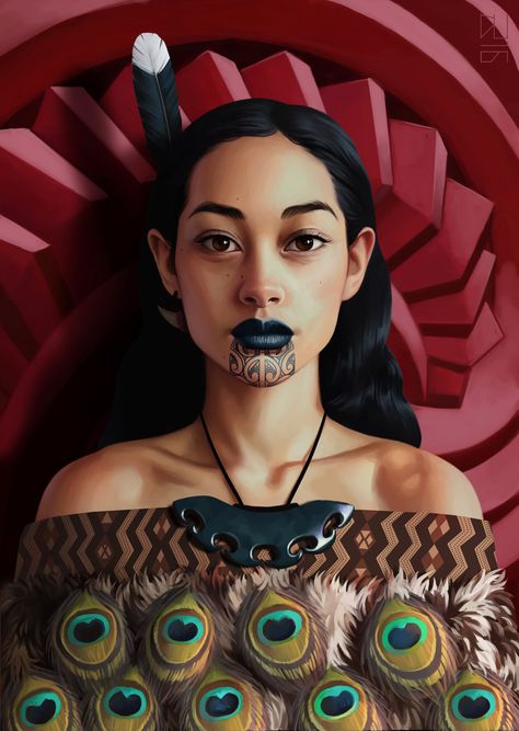 Trendy Illustration, Portraits Ideas, Maori People, Maori Tattoo Designs, Nz Art, Māori Culture, Beautiful Portraits, Maori Art, Maori Tattoo