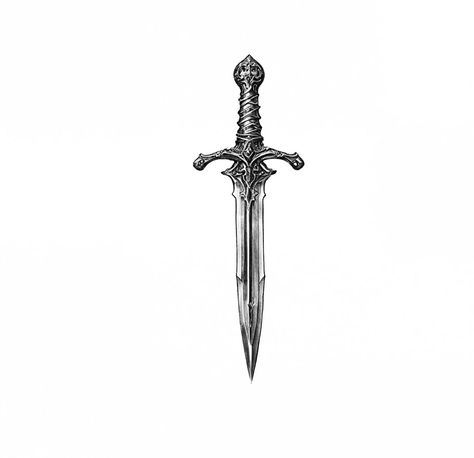 Viking Dagger Tattoo, Medieval Swords Illustration, Dagger Tattoo Men, Dagger Tattoo For Men, Small Viking Tattoo, Medieval Dagger, Halloween Sleeve, Dagger Drawing, Medieval Tattoo