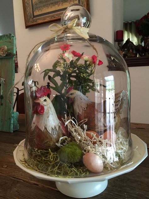 Decorating With Wire Baskets Display, Easter Cloche Ideas, Glass Cloche Decor, Vintage Spring Decor, Cloche Ideas, Glass Cloches, Cloche Decor, Cloche Domes, Easter Tablescapes