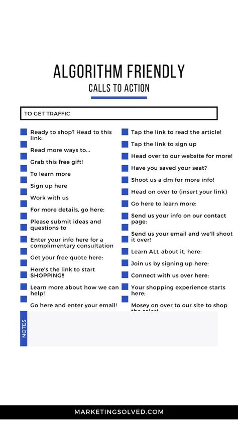 If you want to get more likes, clicks, shares, and promotions from your social media - you HAVE to use Calls to Action. These CTA's are proven to be effective and the best part, they're algorithm friendly so the networks won't restrict your content. Save this pin or head to the link to download the entire guide! 

Calls to action // Call to action ideas // marketing ideas // #calltoaction #callstoaction // free guide // marketing solved // marketing tips // #marketingideas #contentmarketing Call To Action Ideas, Travel Advertising Design, Calls To Action, Social Media Content Strategy, Marketing Solved, Social Media Content Planner, Travel Advertising, Instagram Marketing Strategy, Business Marketing Plan