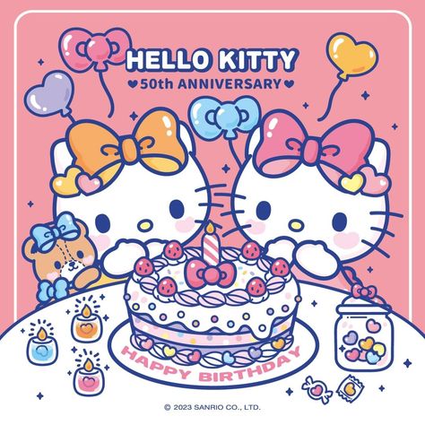 Hello Kitty 50th Anniversary, Kitty Pictures, Happy 50th Birthday, Sanrio Wallpaper, Hello Kitty Pictures, Hello Kitty Collection, Hello Kitty Wallpaper, Sanrio Characters, 50th Anniversary