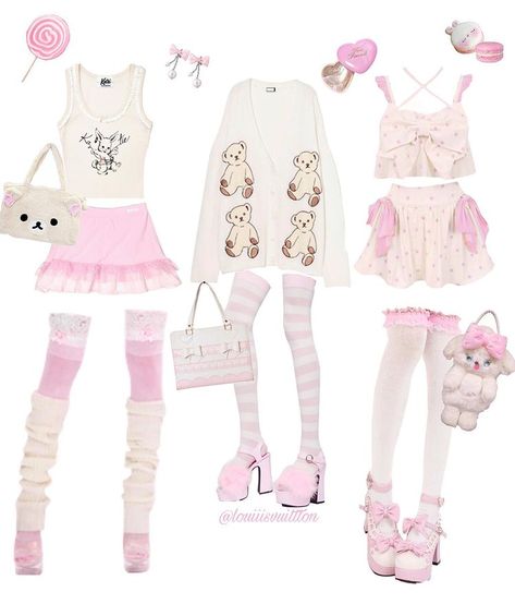 white swan / black swan Trio Outfits, Pink Couture, Kawaii Outfit Ideas, Outfits And Accessories, Matching Clothes, Stage Outfit, Kawaii Fashion Outfits, Outfit Look, Really Cute Outfits