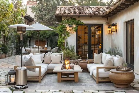 Discover 20 Cozy Patio Ideas for Ultimate Relaxation Master Suite Outdoor Patio, Cozy Patio Ideas, California Mediterranean, Country Patio, California Outdoor, Patio Layout, Rustic Patio, Dream Patio, Outdoor Patio Ideas