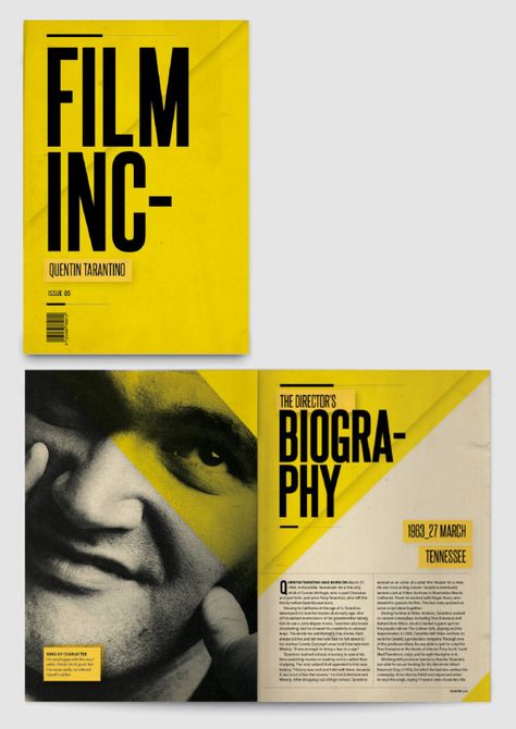 Film Magazine Design, 2 Page Magazine Spread, Film Magazine Layout, Music Magazine Layout Design, Cinema Magazine, Booklet Layout, Magazine Front Cover, Catalogue Layout, Film Magazine