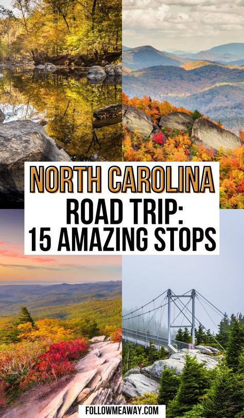 North Carolina Road Trip, North Carolina Bucket List, Carolina Road Trip, Fall Places, Visit North Carolina, Southern Usa, Road Trip Travel, Road Trip Ideas, North Carolina Vacations