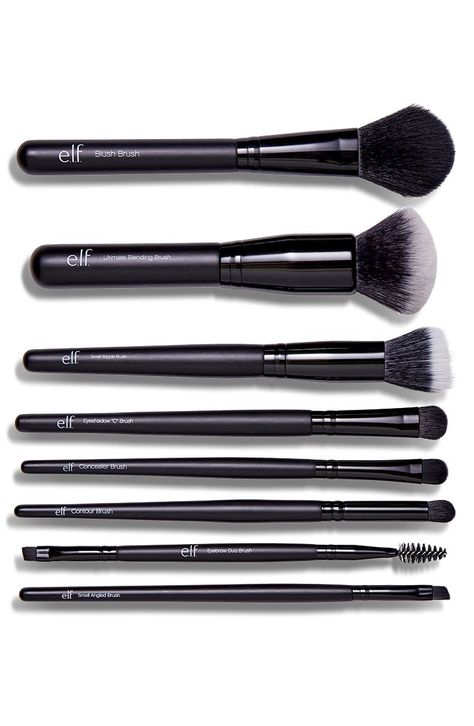 Best Makeup Brush Sets, Elf Brushes, Elf Makeup Brushes, Koleksi Makeup, Makeup Contouring, Makeup Brush Set Best, How To Use Makeup, Makeup Brush Sets, Alat Makeup