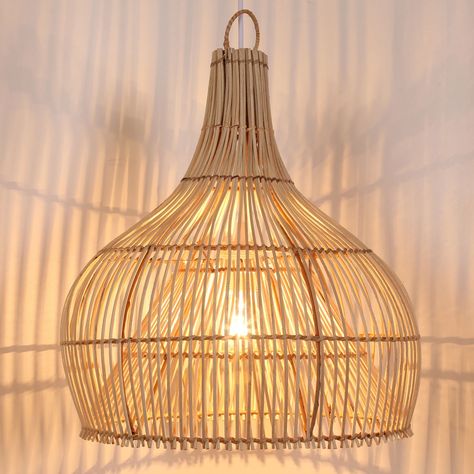 Rattanlampe Elia Rattan Lampe, Boho Chic