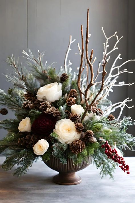 5 Simple Steps to Create Winter Floral Arrangements Today 5 Winter Floral Arrangements Diy, Flower Arrangements For January, Winter Church Decor, White Winter Floral Arrangements, Large Flower Arrangements For Church, Winter Floral Centerpieces, Church Flower Arrangements Altars Simple, New Years Flowers, Winter Floral Arrangements Home