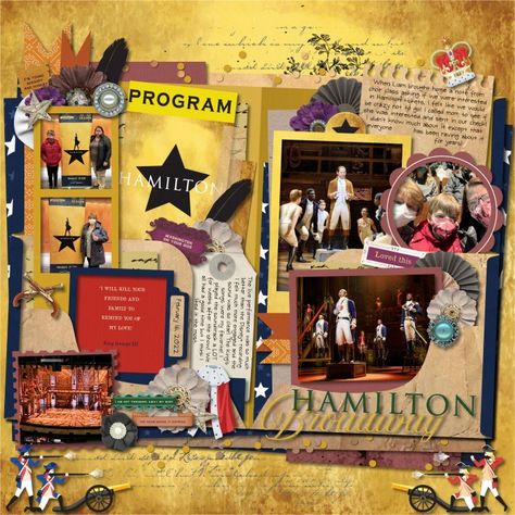 Playbill Scrapbook Ideas, Hamilton Scrapbook Page, Theatre Scrapbook, Hamilton Tickets, Musical Tickets, Call Mom, Hamilton Musical, Head In The Clouds, Broadway Musicals