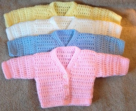 Craft Passions: r&r v neck preemie cardigan..# free # crochet pattern link here Crochet Baby Cardigan Free Pattern, Crocheted Sweaters, Baby Cardigan Pattern Crochet, Preemie Crochet, Crochet Baby Sweater Pattern, Crochet Baby Jacket, Ravelry Crochet, Crochet Baby Sweaters, Baby Cardigan Pattern