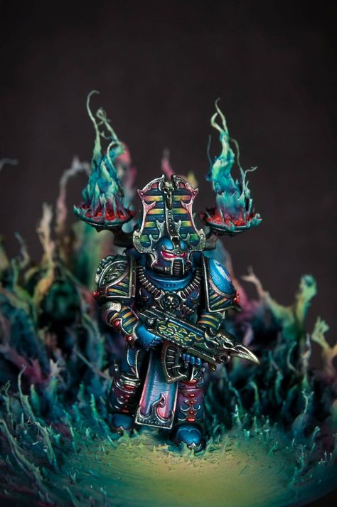 Warhammer Thousand Sons, Tzeentch Conversion, Tzeentch Art, Thousand Sons 40k, Chaos Painting, 40k Knight, 40k Chaos, Thousand Sons, Warhammer Figures