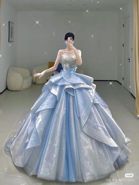 Debut Dress, Light Blue Quinceanera Dresses, Blue Quinceanera Dresses, Debut Gowns, Debut Dresses, Beautiful Frocks, Royalty Dress, Blue Ball Gown, Quinceanera Dresses Blue