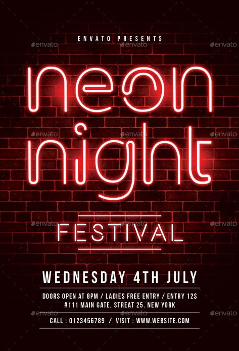 Neon Advertising, Neon Party Invitations, Party Invitation Ideas, Event Poster Design Inspiration, Colourful Party, Night Festival, Party Neon, New Flyer, Party Flyers